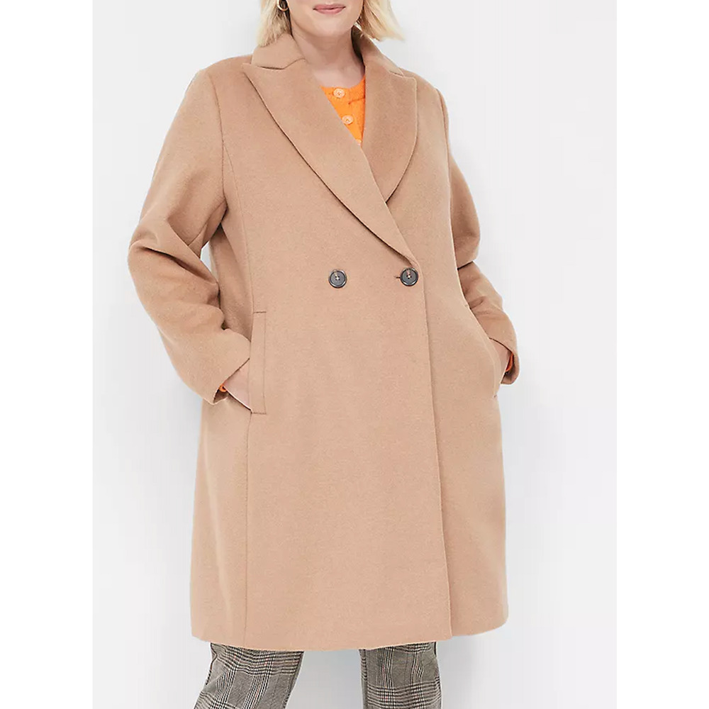 NEW LANE BRYANT HONEY GLAZE DOUBLE BREASTED FAUX WOOL COAT SZ 28